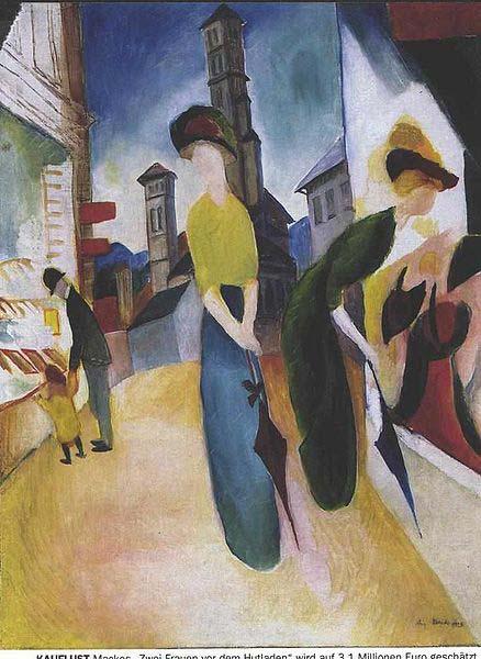 August Macke Two women in front of a hat shop oil painting picture
